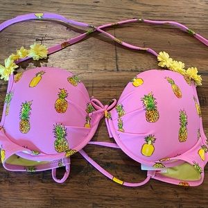 Victoria’s Secret Bikini top pineapple flowers EUC